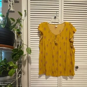 Old Navy Yellow Printed Blouse